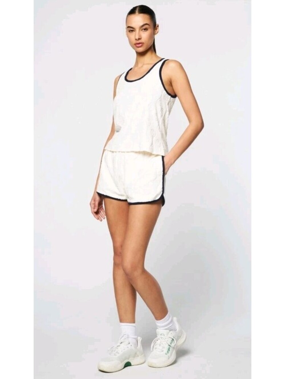 Sergio Tacchini Medium Beige Navy Blue Trim Zona Tank